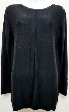 Two Twenty Five Black Cashmere Blend Top Medium Faux Back Zip Lightweight Soft